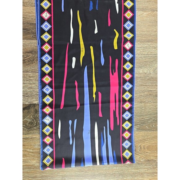 Emilio Pucci Long Neck Scarf Multicolor 100% Silk Rolled Hem Designer 65"x12.5" - Picture 7 of 8